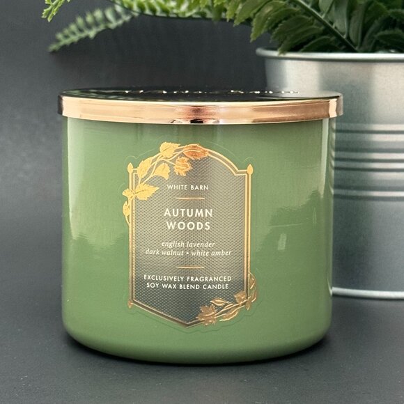 BBW Autumn Woods White Barn Bath & Body Works 3 Wick Candle - Picture 1 of 10